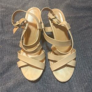Abella Cream Strappy Sandals with Ankle Strap